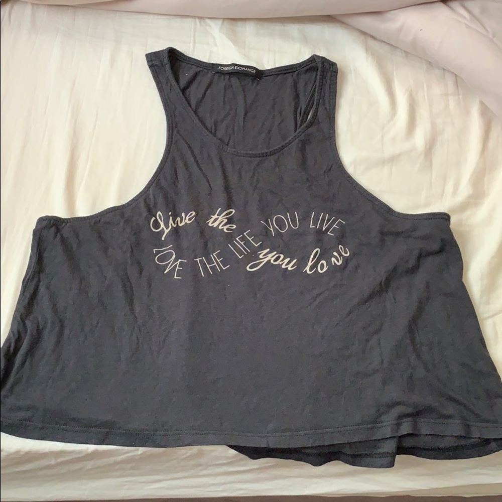 Gray tank muscle crop top